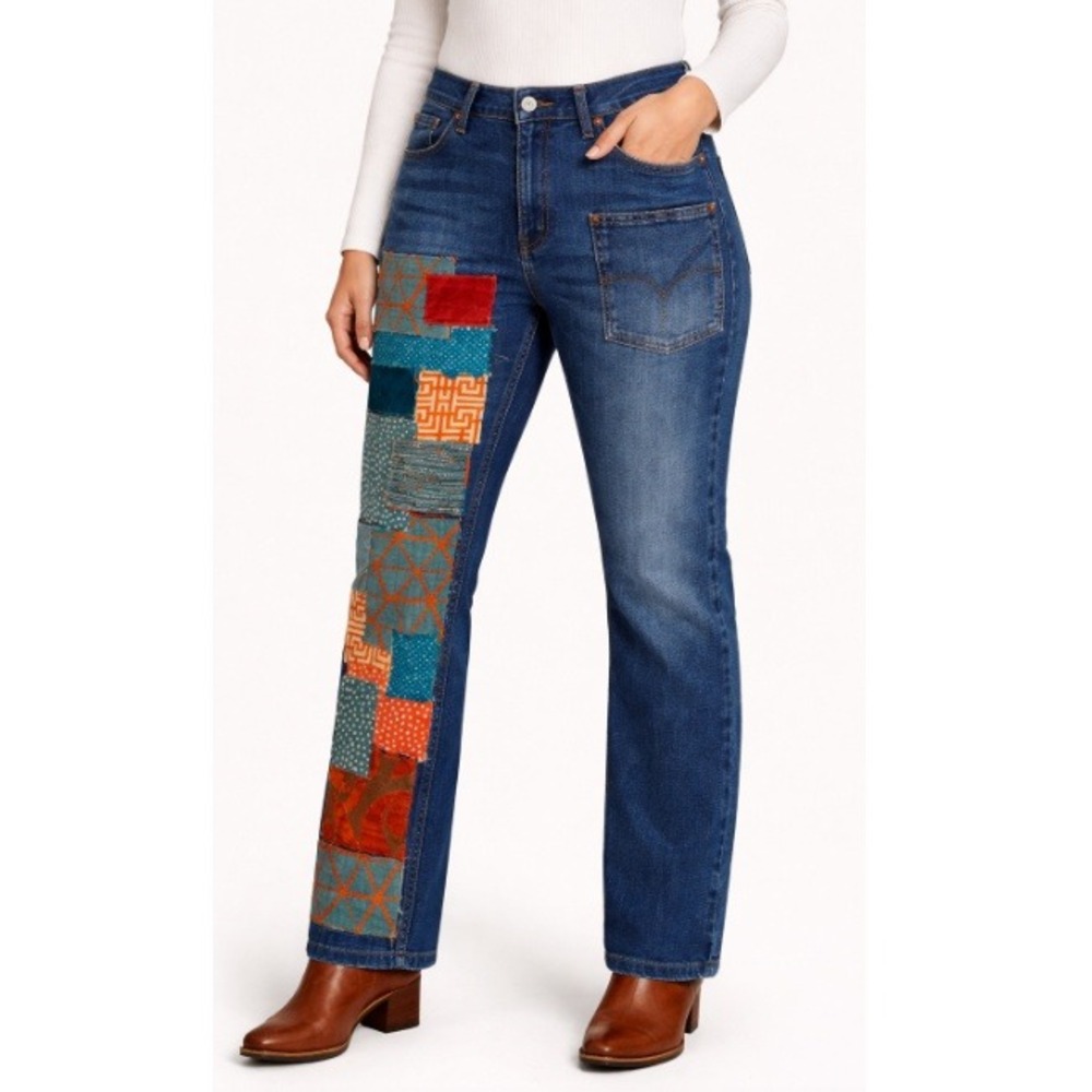 Levis 510 x Sausalito Blue Women's Upcycled Patchwork Skinny Jeans Size 33 NWT